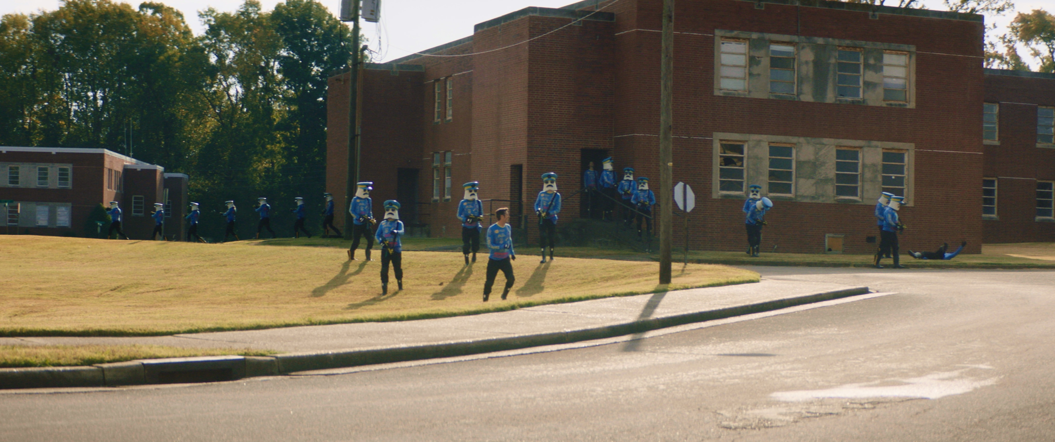 Clone Cops production still 27 - behind the scenes scene from the 2025 indie sci-fi comedy film Clone Cops featuring action and comedy